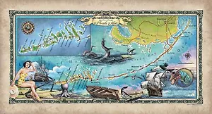 "Benutzerdefinierte Karte der Florida Keys" Lisa Middleton verbesserte historische Karte - Bild 1 von 1