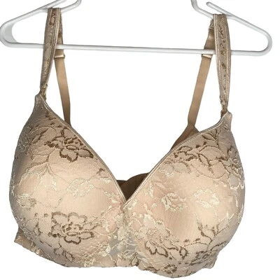Motherhood Nursing Underwire Bra 46F Beige Lace Triple Hook Closure Padded - Image 1 of 4