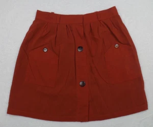 APC Rue Madame Paris Womens Skirt Size 40 Red Lined Wool Button Pockets - Picture 1 of 15