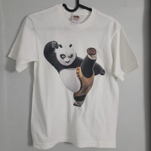 Y2K 2008 Kung Fu Panda Official Movie Promo Shirt Youth 10-12 Dreamworks White - Picture 1 of 3
