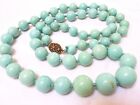 Vintage Chinese 100% Natural Blue Turquoise 8.5Mm-15.8Mm Beads Necklace 90 Grams