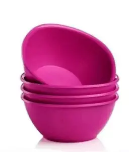 NEW Tupperware legacy soup bowl snack cereal set of 4 pink Fushia FReeShip - Picture 1 of 2