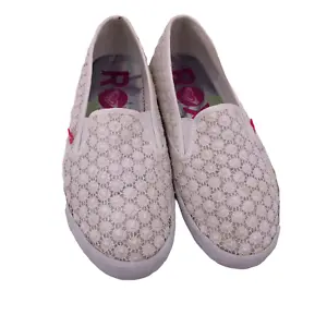 Roxy Ventura II Womens Sneakers Canvas Shoes White Eyelet Lace Size 9.5 Slip-on - Picture 1 of 9