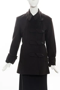 JIL SANDER Black Asymmetric / Off Center Double Breasted Wool Angora Coat 38 GUC - Picture 1 of 10
