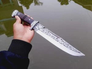 17 inch custom made D2 Steel hunting Knife With Sheath - Picture 1 of 3