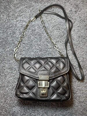 Banana Republic Quilted Mini Bag, Metallic Gray, Turnlock Closure, Chain Strap - Image 1 of 4