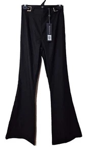 White Fox Satisfy Me Black Pants Women's Size L/10 BNWT Dress Wide Leg Flare - Picture 1 of 9