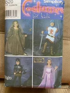 Renaissance Simplicity 5520 Child Knight Princess Medieval Pattern 3-8 Kids NEW - Picture 1 of 9