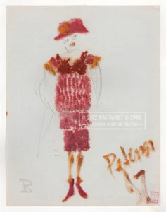 C Peterson 1997 Fashion Walk #18 Lady in Pink Frilly Dress w Hat * OIL PAINTING - Bild 1 von 18
