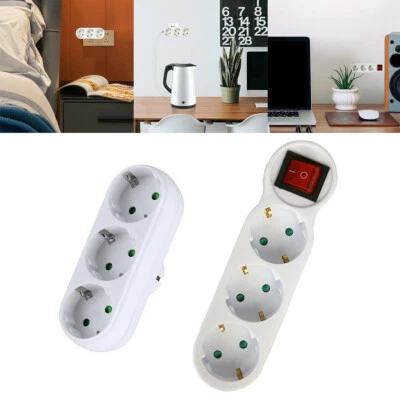 3 Fach Mehrfachstecker Steckdosen Steckdosenverteiler Dreifachstecker Adapter - Bild 1 von 4