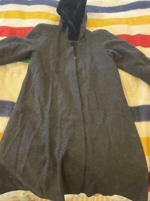 Womens Marshall Fields Long Hooded Wool Coat Sz 16 Gray VGUC - Image 1 of 4