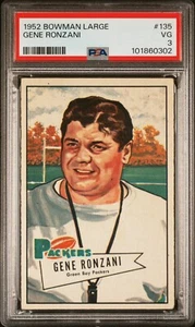 1952 Bowman Large #135 Gene Ronzani Green Bay Packers SP COACH RC PSA 3 VG - Picture 1 of 2