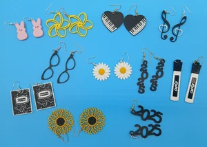 Lote de 5 pares de pendientes impresos en 3D con bolsa Brighton - Ideal para regalos de profesores - Imagen 1 de 13