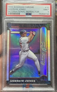PSA 9 ANDRUW JONES 1999 Bowman Chrome International Refractor #/100 ATL BRAVES - Picture 1 of 3