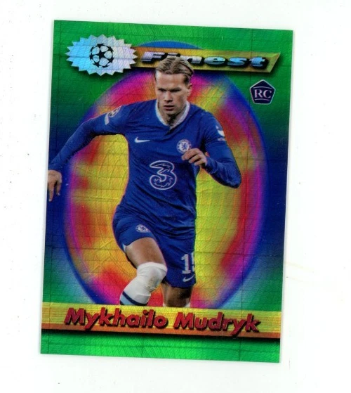 2022 Finest Flashbacks UEFA #15 Mykhailo Mudryk RC Refractor Prizm Green 06/35 - Image 1 of 2