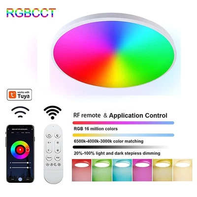 Smart Tuya WiFi LED Ceiling Light RGBCCT Compatible With Alexa Google Home 12" - Image 1 of 4