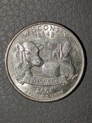 2004-p 25c Wisconsin State Quarter "Forward" Extra Shiny About Uncirculated  - Image 1 of 4