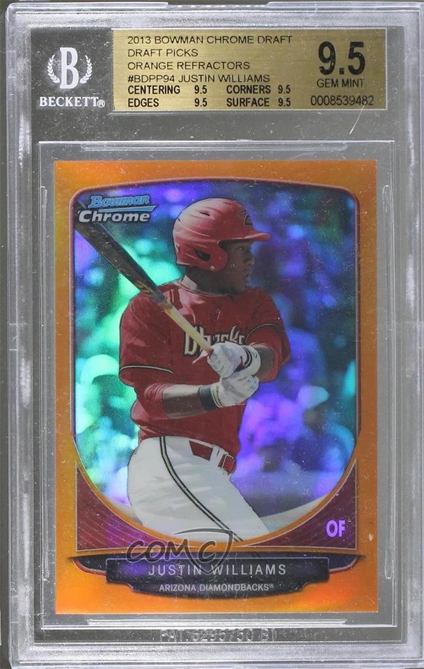 2013 Bowman Draft Picks Chrome Orange Refractor /25 Justin Williams BGS 9.5 - Image 1 of 2