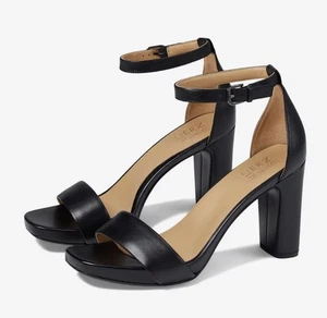 Naturalizer Joy Women's Platform Heeled Sandals In Black Leather Size 10 Wide - Picture 1 of 11
