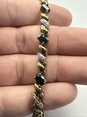 Brazalete Tenis Ross Simons Plata Esterlina Oro Vermeil Zafiro 7.5" - 14.2g Foto 1 de 4