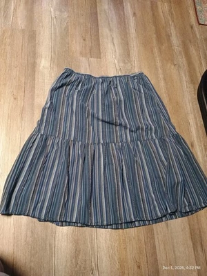 Mainstreet Blues Women's 3x Vintage Inspired Blue Striped Tiered Midi Skirt Plus - Image 1 of 4