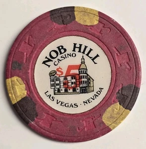 Vintage Nob Hill Casino, Las Vegas, NV 5 $ Chip - Pink - RAR! TCR# N1967.L - Bild 1 von 2