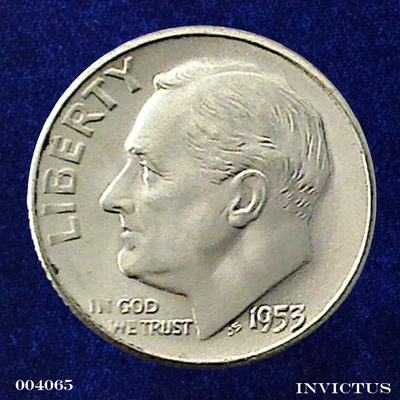 Moneda de diez centavos Roosevelt 1953-S (brillante y sin circular) Foto 1 de 2