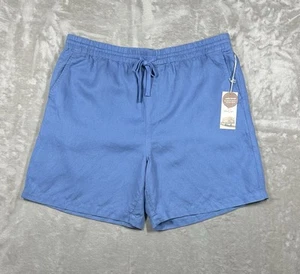 Panama Jack Linen Blend 7” Shorts Mens XL (38) Blue Elastic Waist Drawstring New - Picture 1 of 7