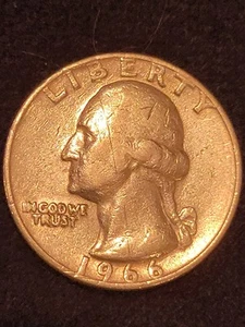 Very Rare 1966 Washington Quarter No Mint Mark Filled Touching Letters  - Picture 1 of 8