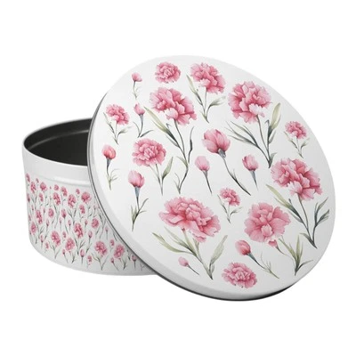Carnations Large Cake Tin - Pink Floral Round Metal Storage Gifts for Baking - Image 1 of 4