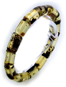 Ladies Bracelet Real Amber Yellow from The Baltic Sea Cylinder Bangle Top - Picture 1 of 2