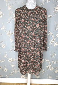 Hush Women's A-Line Dress size 10 Green Orange floral Long sleeve round neck - Picture 1 of 13