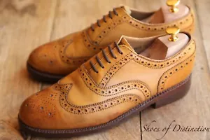 Grenson Tan Brown Leather Oxford Brogue Shoes Men's UK 9 G US 10 EU 43 - Picture 1 of 10