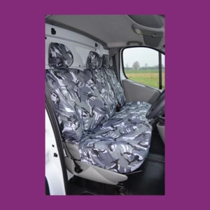 Tailored Front (No Armrest) Grey Camo Seat Covers For Nissan Primastar 2006-2014 - Picture 1 of 2