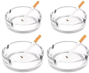 1/2/4 Glass Ashtray Cigarette Smoking Round Ash Tray Stackable Home Pub Garden - Picture 1 of 4