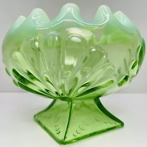 Guscio ventilatore con perline vintage/atq Jefferson verde opalescente con punti - Foto 1 di 11