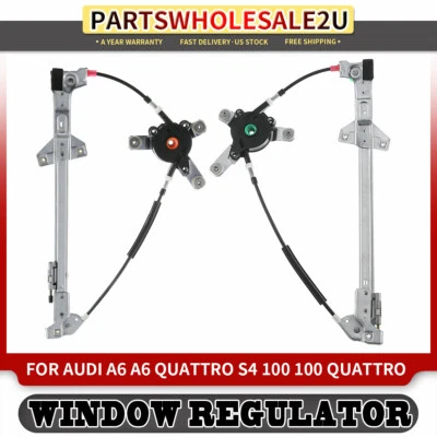 2x Regulador de ventana delantero izquierdo y derecho sin motor para Audi A6 100 Quattro S4 S6 Foto 1 de 4