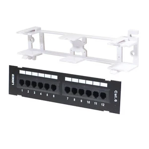 MINI PANEL DE CONEXIÓN DE RED CAT6 UTP 12 PUERTOS 110 CON SOPORTE DE MONTAJE EN PARED SUPERFICIAL - Imagen 1 de 3