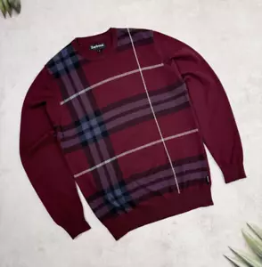 Barbour Elgin Jac Crew Sweater Jumper Tartan Check Cotton & Wool size Small - Picture 1 of 18
