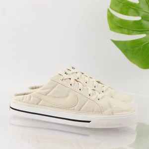 Nike Womens Court Legacy Mule Sneaker Size 8 Tan Canvas Open Back Retro 70s Shoe - Picture 1 of 17