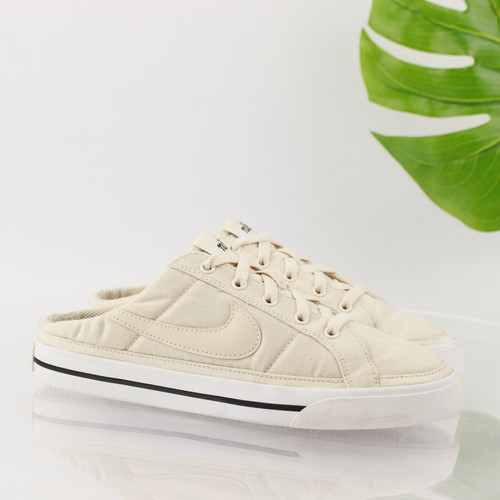 Nike sneaker donna Court Legacy Mule taglia 8 tela marrone aperto retro scarpa anni 70