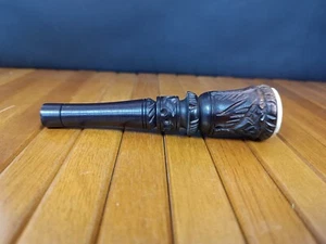 VINTAGE ESTATE ASIAN WOOD AND MARBLE CHILLUM SMOKING PIPE - Bild 1 von 5