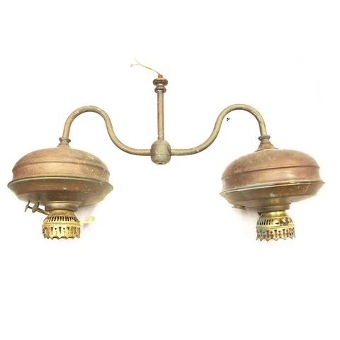 Antique Solid Brass Gasolier Two Light Fixture PARTS Converted Electric Lighting Cover