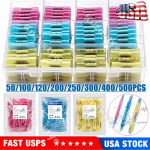 100/500x Car Heat Shrink Wire Connectors Kit Solderless Crimp Butt Terminals 12V - Picture 1 of 49