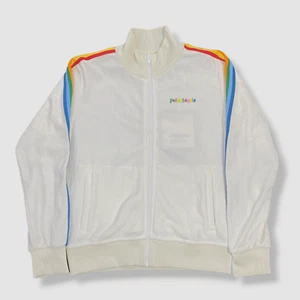 $395 Palm Angels Kid's Girl's White Multicolor Logo Track Jacket Size 10 - Picture 1 of 2