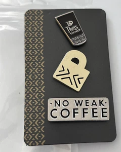 Peets Coffee Employee Cup Lapel Pin Set of 3 Humor No Weak Coffee New - Picture 1 of 3