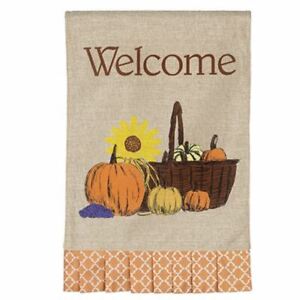 NEW Darice Harvest Welcome Fall Garden Flag 12 x 18 inches Double Sided Pleats