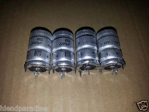 4 un. TAPAS DE AMPLIFICADOR DE TUBO DE MUY LARGA VIDA ROE EGL 2200uF 25V 125C grado mil! - Imagen 1 de 5