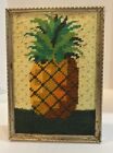 Vintage 70s Retro Framed Pineapple Hawaiian Fruit Needlepoint Gold 5 x 7 Frame