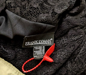 Frank Lyman black cocktail dress lace affect size 10 fits 12 🖤🖤🖤🖤🖤🖤🖤🖤🖤